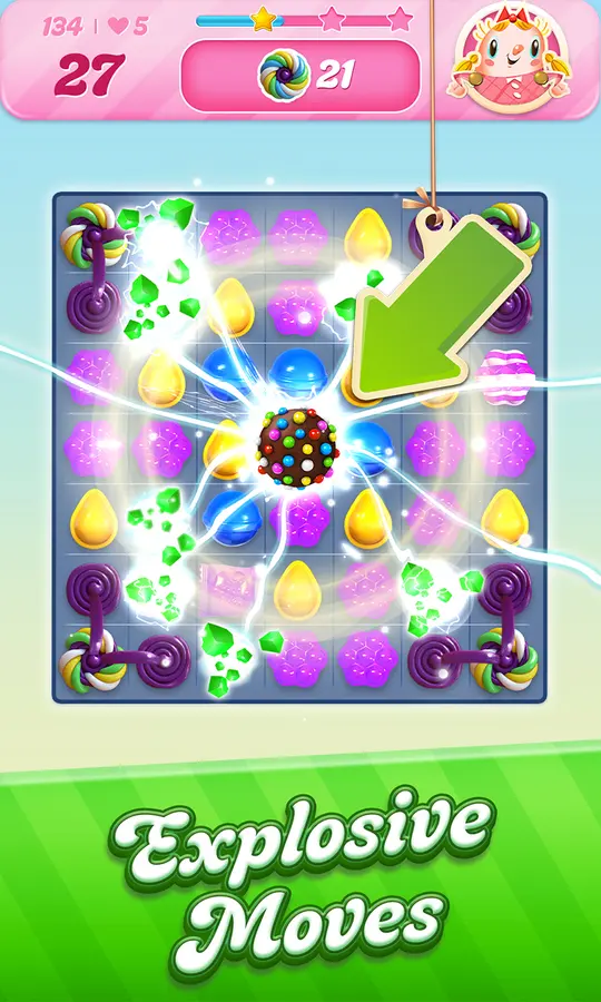 Candy Crush Saga gameplay board with special candies