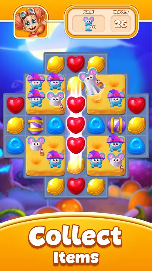 Candy Pop Story match-3 board screenshot